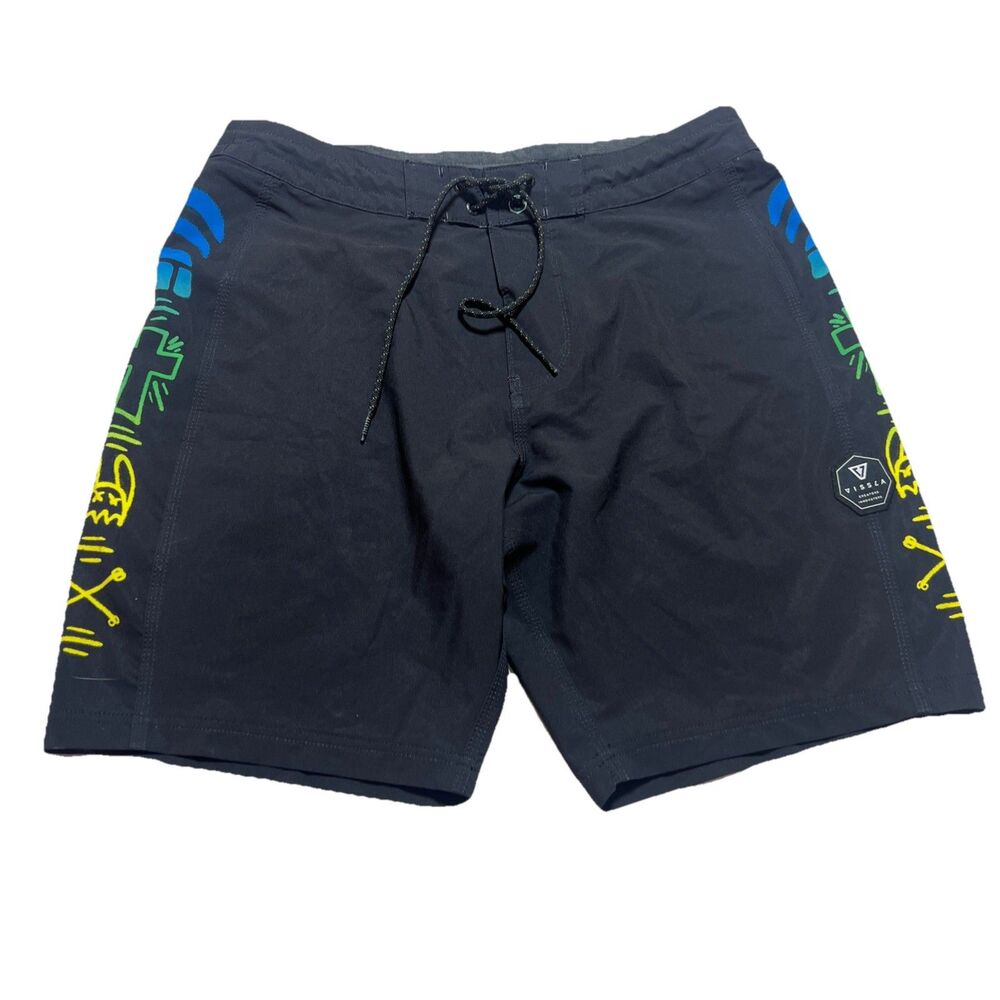 Vissla Black Boardshorts Mens Size 31 Drawstring Beach Surf Swim Trunks